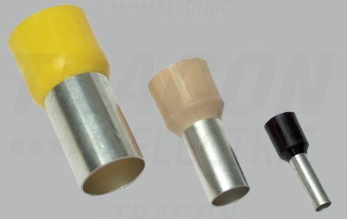 Szigetelt (PA6.6) érvéghüvely, ónozott elektrolitréz, sárga 70mm2, L=37,5mm